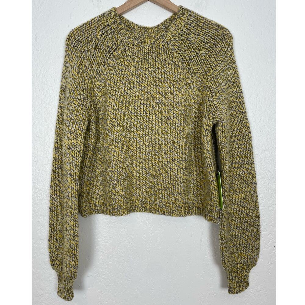 Duffy Wool Blend Canary Yellow Multi Pullover Sweater NWT Size Small